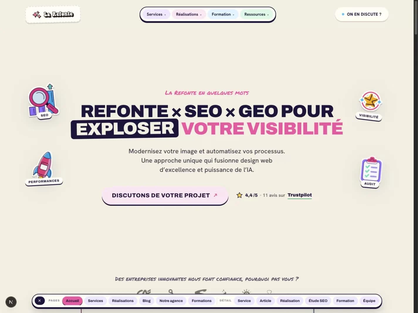 Capture du site La Refonte