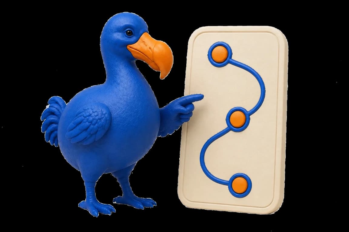 Le dodo suit un parcours simple sur un panneau pour en vérifier la clarté.
