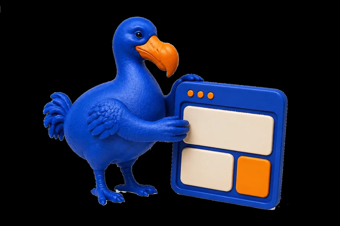 Le dodo assemble les blocs d’une page dans un cadre de navigateur.